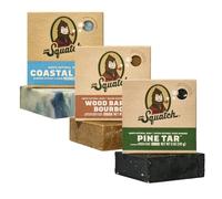 Dr. Squatch Men's Natural Bar Soap Made from Natural Oils - 3 Pack - Cold Process Soap with No Harsh Chemicals - Pine Tar, Wood Barrel Bourbon, Coastal Mist