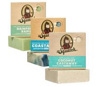 Dr. Squatch Natural Bar Soap for Men - Cold Process Soap with No Harmful Ingredients - Coconut Castaway, Rainforest Rapids and Coastal Mist (5 oz, 3-Pack)
