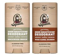 Dr. Squatch Natural Deodorant for Men - Odor-Squatching Men's Deodorant Aluminum Free - Birchwood Breeze + Wood Barrel Bourbon (2-pack)