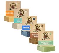Dr. Squatch Natural Men’s Bar Soap Gift Set - Cold Process Body Soap Bar with Natural Oils - Gifts for Men -Summer Citrus, Coconut Castaway, Fresh Falls, Wood Barrel, Rainforest Rapids (142g, 5 pack)