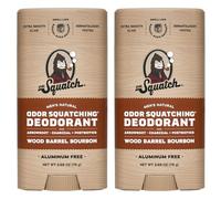 Dr. Squatch Natural Men’s Deodorant - Aluminium Free Natural Deodorant For Men with Charcoal & Postbiotics for 72-Hour Odor Protection - Wood Barrel Bourbon, 75g Stick (2-pack)