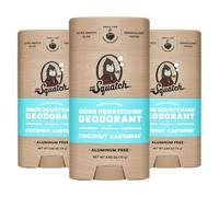 Dr. Squatch Natural Men’s Deodorant - Aluminium Free Natural Deodorant For Men with Charcoal & Postbiotics for 72-Hour Odor Protection - Coconut Castaway, 75g Stick (3-pack)