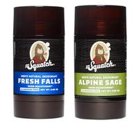 Dr. Squatch Natural Men’s Deodorant - Aluminium Free Natural Deodorant For Men with Charcoal & Postbiotics for 72-Hour Odor Protection - Alpine Sage & Fresh Falls, 75g Stick (2-pack)