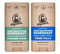 Dr. Squatch Natural Men’s Deodorant - Aluminium Free Natural Deodorant For Men with Charcoal & Postbiotics for 72-Hour Odor Protection - Fresh Falls & Rainforest Rapids, 75g Stick (2-pack)