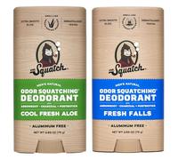 Dr. Squatch Natural Men’s Deodorant - Aluminium Free Natural Deodorant For Men with Charcoal & Postbiotics for 72-Hour Odor Protection - Cool Fresh Aloe & Fresh Falls, 75g Stick (2-pack)