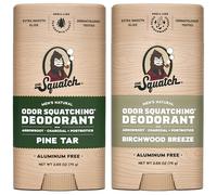 Dr. Squatch Natural Men’s Deodorant - Aluminium Free Natural Deodorant For Men with Charcoal & Postbiotics for 72-Hour Odor Protection - Birchwood Breeze & Pine Tar, 75g Stick (2-pack)