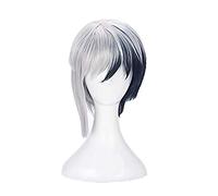 Dr.Stone Asagiri Gen Cosplay Wig Mixed Black Silver White Heat Resistant Synthetic Hair Wig + Wig Cap