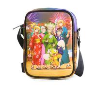 Dr. Stone Vegan Leather Crossbody Bag with Adjustable Strap, Dr Stone Charcter Group Festival and Fireworks Scene