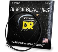 DR Strings BLACK BEAUTIES™ - BLACK Coloured Electric Guitar Strings: 7-String Heavy 11-60