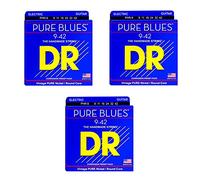 DR Strings DR-PHR-9 - Pure Blues Electric Guitar Strings, 009-042, 3-pack, Nickel