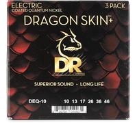 DR Strings Dragon Skin+ DEQ-10 3-Pack - Quantum Nickel Coated Electric Guitar Strings 010-046 (Medium) - Accurate Core Technology, Extra Long Lifespan