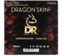 DR Strings Dragon Skin+ DEQ-9 3-Pack - Quantum Nickel Coated Electric Guitar Strings 009-042 (Light) - Accurate Core Technology, Extra Long Lifespan