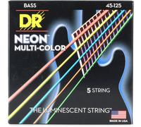 DR Strings HI-DEF NEON™ - MULTI-colour coloured Bass Strings: 5-String Medium 45-125