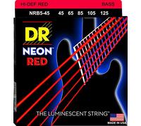 DR Strings HI-DEF NEON™ - RED coloured Bass Strings: 5-String Medium 45-125