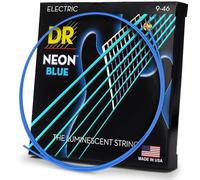 DR Strings NBE946 9-46 Lite and Heavy Set Handmade Neon Hi-Def Blue Coated Electric Strings