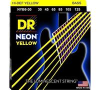 DR Strings NYB630 30-125 Medium Set Handmade Neon Hi-Def Yellow Coated 6-String Bass Strings