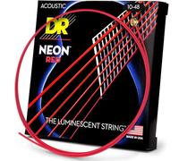 DR Strings HI-DEF NEON Red Series Acoustic Guitar Strings - Xtra Light 10-48
