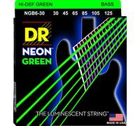 DR Strings NGB630 30-125 Medium Set Handmade Neon Hi-Def Green Coated 6-String Bass Strings