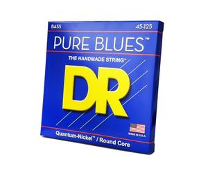 DR Strings PB545 45-125 Medium Set Handmade Pure Blues Coated 5-String Bass Strings, PB5-45