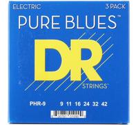 DR Strings Pure Blues PHR9 3-Pack - Electric Guitar Strings 9-42 - Round Core, Warm Vintage Sound - Ideal for Blues & Classic Rock