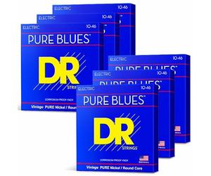 DR Strings PURE BLUES™ - Pure Nickel Electric Guitar Strings: Medium 10-46 - 6 Pack
