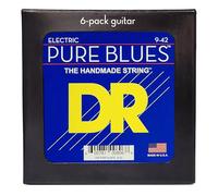 DR Strings PURE BLUES Series Electric Guitar Strings - Light 9-42 (6 Pack)