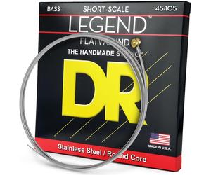 DR Strings SFL45 45-105 Medium Set Handmade Legend Flat Coated Short S