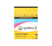 Daler-Rowney System3 Linen Texture 230gsm A3 Acrylic Paper Pad, Glued 1 Side, 20 White Sheets, Ideal for Professional Artists & Students