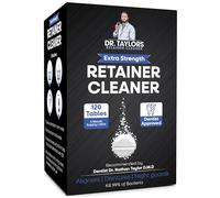 Dr. Taylor's Denture & Retainer Cleaner Tablet (120 Count) Effectively Removes Stains, Tartar, and Odors - Sports Guard, Night Guard, Clear Liner & Denture - Fresh Mint Flavor