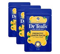Dr Teal's Pure Epsom Salt Soaking Solution Prebiotic Lemon Balm with Essential Oils 3Lb 1.36Kg (Pack of 3)