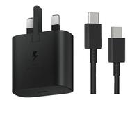 Dr.Tech® 25W Galaxy Super Fast Charging Travel Adapter, Mains charger With USB-C to C Data Cable, Black