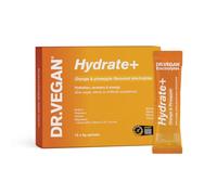 DR.VEGAN® Hydrate+ Electrolyte Sachets, Informed Sport Certified, with Vitamin B12 & C, L-Taurine | Natural Orange | No Sugar or Artificial Sweeteners | Full Spectrum Electrolytes (15 Sachets)