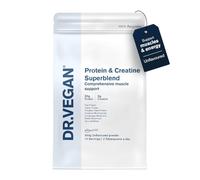 DR VEGAN® Protein & Creatine Superblend | Plant Based Protein Powder, Unflavoured (450g) | 20g Pea, Pumpkin & Hemp Protein, 3g Creatine, 200mg Reishi & Cordyceps Mushrooms | Dairy & Gluten Free