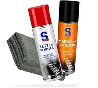 Dr. Wack S100 Motorcycle Chain Cleaner 300 ml Motorcycle Chain Cleaner for O/X/Z-Ring + S100 125 Chain Spray 300 ml Chain Spray + 2 x Detailmate Microfibre Cloths