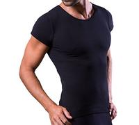 Dr.Walt - Men's Undershirt Vest Produced with Technical Sports Yarns for Everyday use, Thermal, Ultralight and Bacteriostatic, Seamless, Short Sleeves and Invisible Under The Shirts. Black