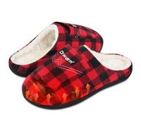Dr.warm Electric Heated Slippers, Winter Heating Slippers, Plush Foot Warmer with 2 x 5000 mAh Rechargeable Battery for Women Men (M, Red)