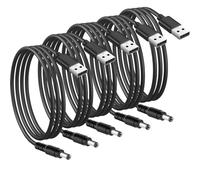 DR. WATCH Fast Charging Made Easy: 90cm Black Charger Power Cable Lead with 5.5mm * 2.1mm, 2.5mm*0.7mm, available in a variety of sizes, USB 2A for 5V and 6V Devices (BK 5.5 * 2.1mm, 5pcs)