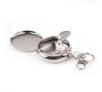 DR.WATCH Portable Pocket Ashtray - Mini Round Stainless Steel Ashtray with Key Chain and Cigarette Snuffer - Perfect for Travelling and Outdoor Use (1)
