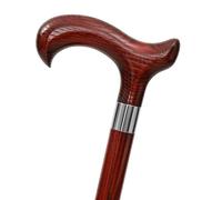 Dr. Watson Classic Derby Walking Stick - Handcrafted Ash Wood Cane with Polished Stainless Steel Collar (Mahogany)