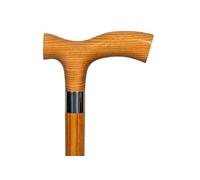 Dr. Watson Classic Fritz Walking Stick - Handcrafted Ash Wood Cane with Polished Stainless Steel Collar (Caramel)