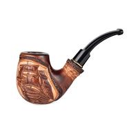 Dr. Watson Flying Dutchman Tobacco Pipe, Collectable Series, Hand-Carved Pear Wood Pipe for 9mm Filter, Bent Stem, Acrylic Mouthpiece