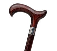 Dr. Watson - Handcrafted Wooden Walking Stick, Classic Walking Cane with Derby Handle and Stainless Steel Collar (Mahogany)