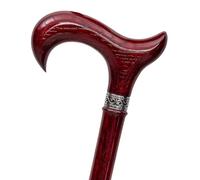 Dr. Watson Prestige Derby Walking Stick - Handcrafted Oak Wood Cane with Incrusted Stainless Steel Collar (Mahogany)