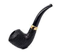 Dr. Watson - Tobacco Pipe, classic Bent Dublin shape, Handcrafted from Oak Wood, Fits 9mm Filter (Rusticated)