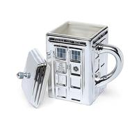 Dr Who Ceramic Tardis Mug with Lid, Silver