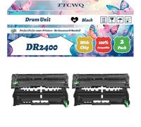DR2400 Drum Unit Compatible for Brother DCP-L2510D DCP-L2530DW DCP-L2537DW DCP-L2550DN Printers, with Chip, High Yield 12000 Pages, High-Definition Printing (2-Pack Black)