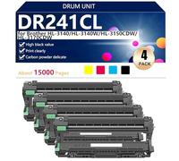 DR241 rum Unit Compatible for Brother HL-3140 HL-3140W HL-3150CDW HL-3170CDW MFC-9330CDW MFC-9140CDN Printers, High Yield 15000 Pages, Clear Printing,BCMY-4 pack