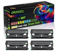 DR243CL Compatible for Brother Drum Unit with Chip DCP-L3510CDW DCP-L3517CDW DCP-L3550CDW HL-L3210CW HL-L3230CDW Printers (4-Pack BK/C/M/Y)