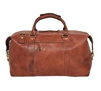 DR324 Genuine Leather Holdall Travel Weekend Duffle Bag Tan