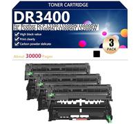 DR3400 Drum Unit Compatible for Brother DCP-L5500 L5500DN L6600DW HL-L5000D L5100DN L5100DNT L5200DW Printers, Clear Printing,3*Black